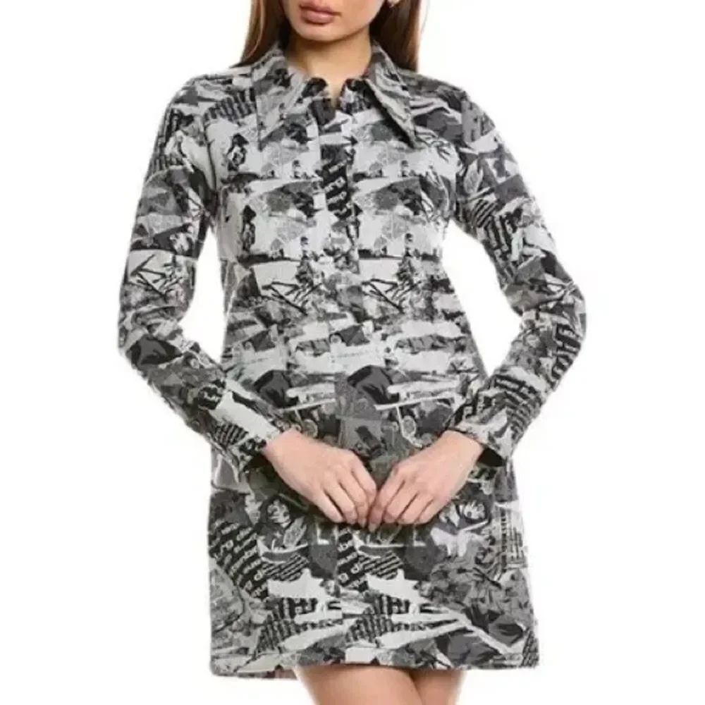 Diane Von Furstenberg DVF Chen Mini Dress Poster Girl Print Black and White 8